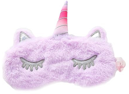 GLEAVI Einhorn-augenmaske aus Plüsch Schlafmaske für Erwachsene und Junge Mädchen Augenklappe mit Einhornmotiv Leicht und Angenehm zu Tragen zum Schlafen und Reisen Lila