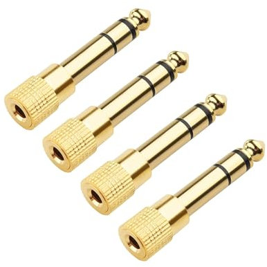 4 Stück Adapter Klinke 6 3 auf 3 5, 24K Vergoldete Stecker, Klinke Adapter, Klinkenstecker Adapter,Klinke auf Klinke 6 35, Adapter Klinke 6 3 auf Cinch, Klinke Adapter 6 3 auf 3 5 für Gitarre,Klavi