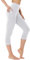 FOTOCITI Leggings Damen mit Tasche Capri Leggins High Waist Caprihose Sommer Blickdicht Sportleggins Sporthose Hose Gym Outdoor Yoga(Weiß,L-XL)