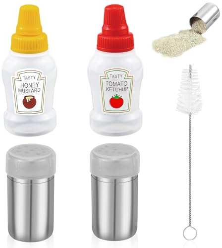 Rierousy 2 mini saleros y pimenteros, pequeños saleros de acero inoxidable de 5 ml, adecuados para cajas bento, coches, oficinas, camping y exteriores