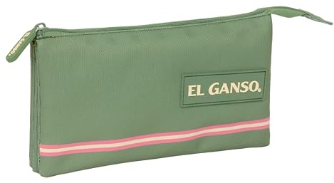 safta EL Ganso Basics Federmäppchen für Kinder, ideal für Kinder im Schulalter, bequem und vielseitig, Qualität und Widerstandsfähigkeit, 22 x 3 x 12 cm, Grün, grün, Estándar, Lässig