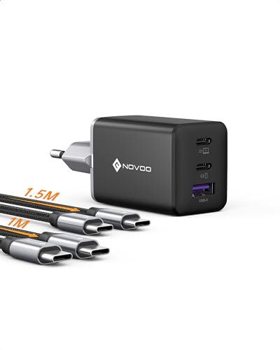 NOVOO Chargeur USB C Rapide 67W 3 Ports avec GaN Tech, Chargeur Rapide Compatible avec iPhone 15 Plus Pro Max 14 13 Pro 12 Galaxy S23 Ultra Plus S22 MacBook Pro Air M1 M2 iPad Pro