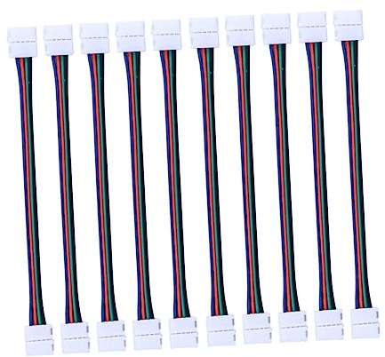TOPBATHY 10 Stück LED Stecker 4-polig 5050, Lötfrei, 10mm Metall | Lichtstreifen, Streifen zu Streifen Verbindung, 90-Grad Kabelbiegung