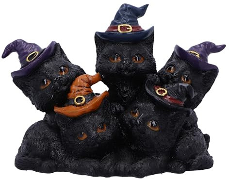 Nemesis Now Familiar Friends Figur, 18 cm, Harz, Schwarz, Hexenkätzchen-Figur, Hexenkätzchen-Ornament, Sammlerstück, Katzengeschenkware, gegossen aus feinstem Harz, fachmännisch handbemalt