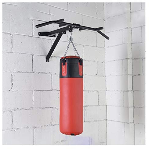 Boxsack-Wandhalterung mit Klimmzugstange,schwere Fitnessstudio-Eisen-Klimmzugstange mit Boxsack-Halterung,Wandmontage,Deckenrahmen,Outdoor-Fitness-Boxen (Farbe: Schwarz,Größe: 110 x 86 x 42 cm)