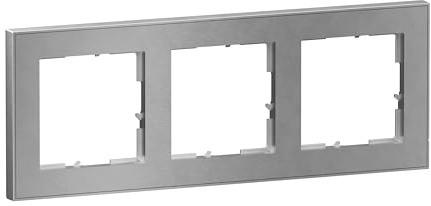 LEGRAND, SEANO+ 3-fach Rahmen mit Echtmaterialoberfläche, halogenfreies Thermoplast, nachhaltige Produktion und Verpackung, Farbe: Brushed Steel, 765393