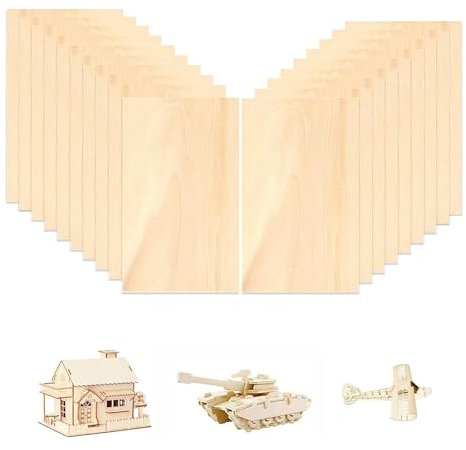 20 Stück Sperrholzplatte, 200 x 100 x 2mm Balsaholz Platten, Holzplatten zum Basteln Holzplatte Balsabretter für Laserprojekte DIY Modellbau