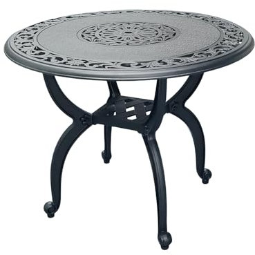 KAILI Table d'appoint d'extérieur en fonte d'aluminium pour terrasse, jardin, piscine, intérieur, entretien facile et résistante aux intempéries, table basse, table de porche (60 cm, ronde-noir)