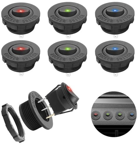 6pcs Interrupto Palanca 12V DC 20A ON-OFF,Interruptor Basculante 3 Pines, Interruptor Redondo Basculante para Automóvil con Indicador LED para Embarcación de Automóvil