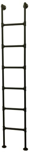 AYVADA Height Entrance Egress Ladder 4ft 5ft 6ft 7ft 8ft Attic Stairs Wall Mounted Black Wrought Iron Step Ladder for Dorm,Library,Bunk Bed,Garage,Deck,RV - With Kit(290cm/114in)