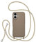 ZTOFERA Crossbody Lanyard Case for iPhone 16, Liquid Silicone Protective Phone Case with Strap Adjustable Neck Cord Necklace Soft Cover for iPhone 16, Brown