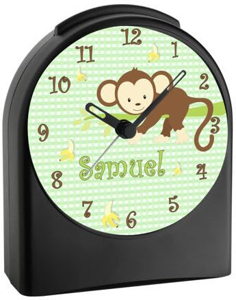 CreaDesign Kinder Funkwecker schwarz AFFE hängend Grün