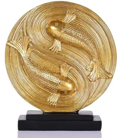 orenm Abstrakte Statue für Heimdekoration, 22,9 cm, Yin-Yang-Koi-Fisch, Büro-Schreibtisch-Skulptur für Männer, einzigartige Heimdekoration, moderne runde Statuen, für Bücherregal, Schlafzimmer,