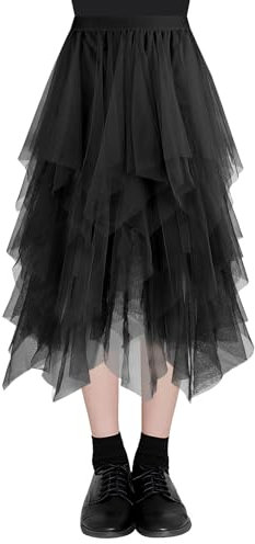AUYAO Donna Gonna Tulle Irregolare A-Line Midi - Elegante Strati Balletto Vintage Casual per Carnevale, Natale, Party, Prom