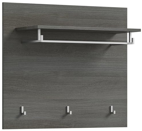 Newroom Garderobenpaneel Weiß Hochglanz Rauchsilber Wandgarderobe Modern Elegant - 80x70x27 cm (BxHxT) - Hakenleiste Garderobe - [Belinda.Four] Flur Diele Eingang