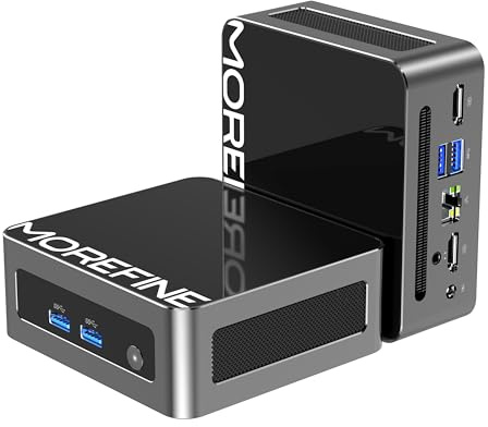 MOREFINE Mini PC N150, 13° Intel Twin Lake N150 (fino a 3,6 GHz), M9 Mini Desktop Computer 16GB DDR4 512GB M.2 NVMe SSD, Piccolo PC Desktop Supporto 4K Dual Display WiFi6/BT5.2/USB3.2 per Casa/Ufficio