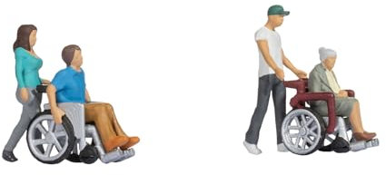 NOCH N Rollstuhlfahrer Figuren-Set, handkoloriert für Modellbahn Spur N, Moderne Inklusion für Ihre Modelleisenbahn