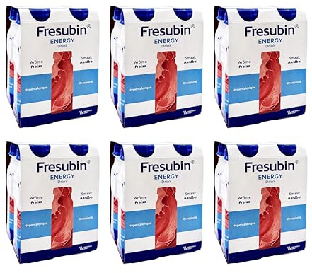 Fresubin Energy Drink - Erdbeere Hochkalorische Trinknahrung von Fresenius Kabi, 300 kcal pro Flasche, glutenfrei, ohne Ballaststoffe ideal bei Mangelernährung (200 ml (24er Pack), Erdbeere)