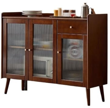 Nordic Style Kitchen Sideboard Cabinet with Microwave Compartment and Display Shelves