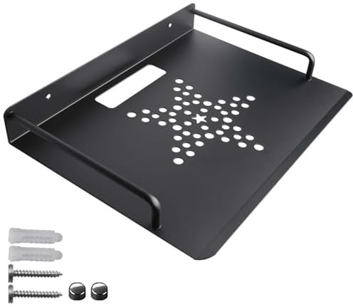 GOMETY Router Regal, Kleiner Projektor Wandregal Router Box Wand, Wandhalterung Repeater Rack, 26 x 20,5 cm Wand Montiert Regal für TV Zubehör wie Modem/DVD Player/Kabel-Boxen/Hi-Fi Receiver, Schwarz