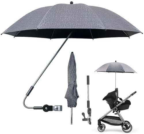 XEERUN Universal Sonnenschirm Für Kinderwagen UV Schutz, UV Schutz 50+ Kinderwagen Regenschirm, 82 cm Durchmesser Sonnenschutz Kinderwagen, 360 Grad Sonnenschirm Kinderwagen,