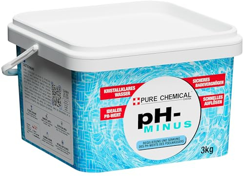 CHOSA pH Minus Pool Granulat Feinkörnig Schnelllöslich 3 kg | pH Senker, 10 g/m³ = -0,1 pH Wert, Klumpenfrei, Pools, Whirlpools, Spas, Plombierter Eimer, Natriumhydrogensulfat