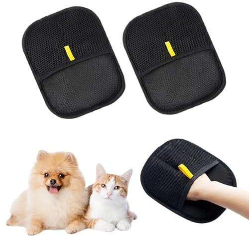 SUNZWO Fellmagnet Handschuh 2 Stück – Doppelseitiger Tierhaarentferner Handschuh für Hunde & Katzen, Pet Hair Remover Glove, antistatisch, wiederverwendbar, BPA-frei, für Sofa & Kleidung