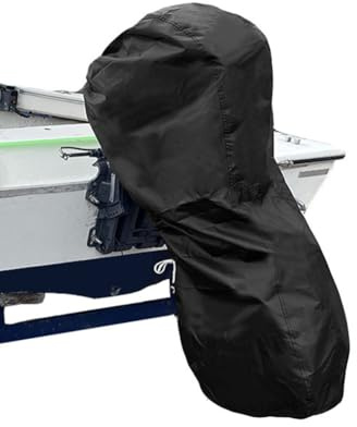 BaCover Außenborder Abdeckung für Motoren, 600D Bootsmotorabdeckung Wasserdicht & Heavy Duty, Aussenborder Schutzhülle UV-Beschichtung Außenbordmotor Vollabdeckung, Schwarz,6~15HP