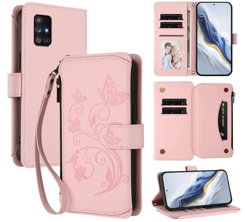 JayModCase Coque pour Samsung Galaxy A71 4G Portefeuille Case Cuir PU Premium Design Flip Folio Magnétique avec Fentes pour Cartes, Fonction Support pour Samsung A71 4G - Rose