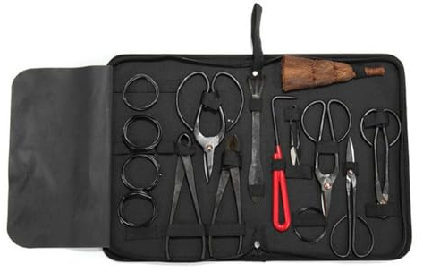 Trousse d'outils de jardinage | Lot de 10 bonsaïs en acier au carbone | y compris étui en nylon pour ciseaux d'élagage,Outils à main portables pour tailler les feuilles et évacuer la terre des bons