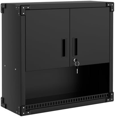 Hängeschrank Aus Metall, Werkzeugschrank Wandmontage Mit Verstellbarem Regal Und Zwei Abschließbaren Türen, Stahlschrank Für Garage Werkstatt Aufbewahrung Organisation 80T x 30B x 77H cm Schwarz