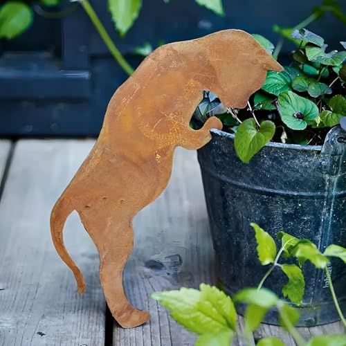 yeeplo Katze Gartendeko Rost Gartenstecker,Rost Deko Metall Roststecker Edelrost Rostiger Rost Deko für Garten Terrasse Balkon für Garten (B)