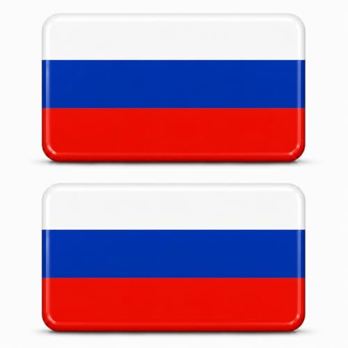 3D Länderflaggen Aufkleber Sticker Emblem Flagge Fahne Set 2 Stück – Mini Gel Auto Motorrad Helm Laptop Handy Koffer – Wasserdicht Selbstklebend 18x11mm (Russland RU)
