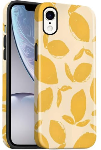 Yojiong für iPhone XR Hülle, Hübsches Trendiges Ästhetisches Handyhülle, Hartschalen Schutzhülle PC Rückseite + TPU Bumper - Case für Männer und Frauen, Lemon