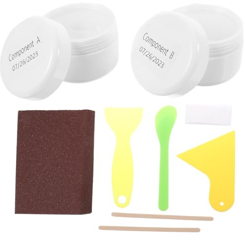 ROMISBABA Particelle di Cristallo Kit di Riparazione e Resina UV Bianco in Vetroresina per Riparazione Smalto per Piastrelle da Bagno
