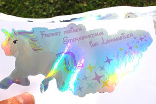 Finest-Folia GmbH Mini Einhorn Hologramm Aufkleber 15x8cm Unicorn Tasse T Shirt Kostüm kotzend R037