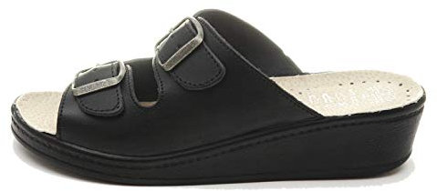 Dr Punto Rosso Medical Comfort 400SB Sandales Sabots Mules Chaussons Chaussures en Cuir Femme Dames, Noir, EU 37