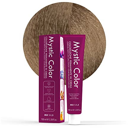 Mystic Color, Tinte para el Cabello, Fórmula Enriquecida con Aceite de Argán y Caléndula, Coloración Permanente en Crema de Larga Duración, Rubio Claro 8, 100 ml