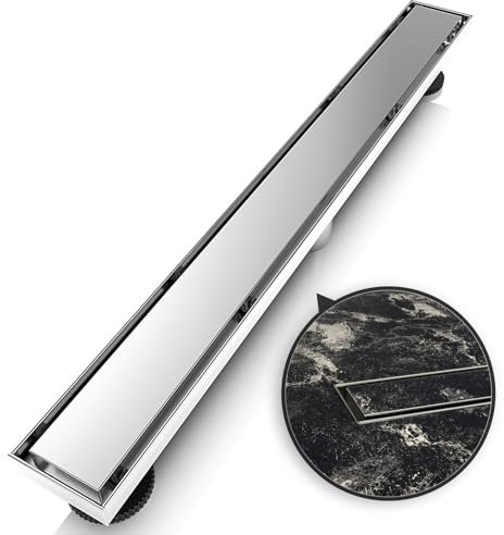 WEBANG Drenaje de ducha lineal rectangular de 24 pulgadas con accesorios, cubierta reversible 2 en 1, rejilla extraíble de acero inoxidable SUS304, certificado CUPC, cepillado