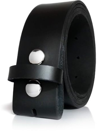almela | Gürtel ohne schnalle | Herren und Damen | Wechselgürtel | Gürtelschnalle | 3,5 cm und 4 cm | Echtes Leder | Druckknöpfe | Belt without buckle | Schwarz (40mm), 80