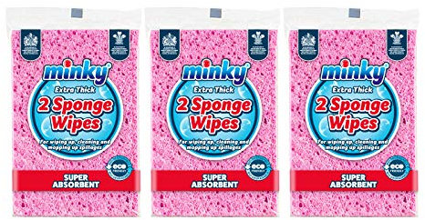 Minky 6 Pack Sponge Wipes Bulk Pack (3x2pk)