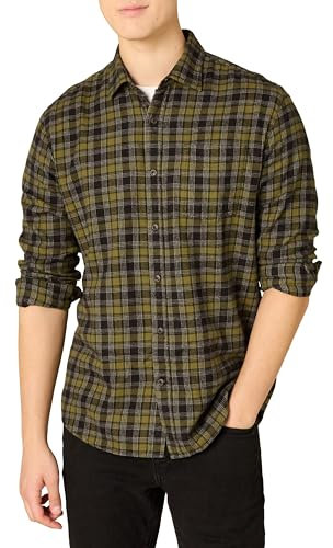 Amazon Essentials Men's Long-Sleeve Flannel Shirt (Available in Big & Tall), Olive, XXL