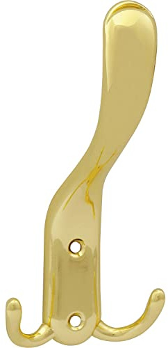 OBF 756150-23 vermessingt poliert Grimme Canelli Designer Huthaken (Kleiderhaken), Breite 78 mm Höhe 160 mm Garderobenhaken ZN
