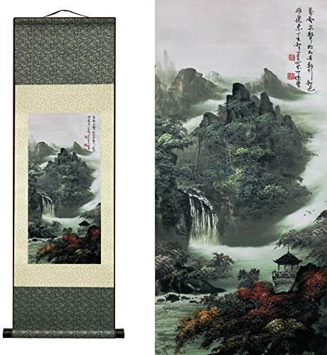 FOVNOT Orientalische Deko, Asiatisch Wand Dekor, SchöN Wall Decoration Wanddeko Schlafzimmer Wall Decoration Schriftrolle Wanddeko Wohnzimmer Wandbehang Deko Wand Wandtuch