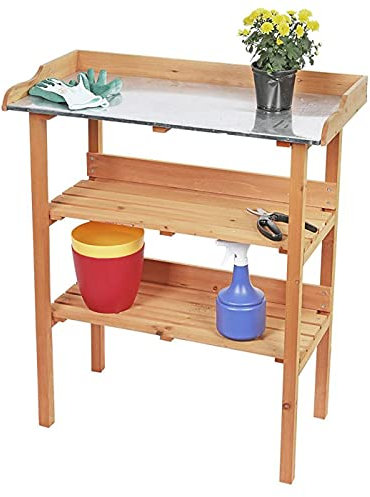 Dynamic24 Holz Pflanztisch Garten Arbeitstisch Gartentisch Gärtnertisch Blumentisch Tisch