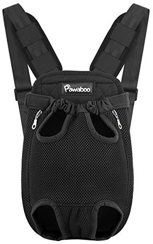 Pawaboo Haustier Rucksack Hund Tragetasche, Verstellbar Beinen heraus Rucksäcke Haustier Tragbar Reisetasche, Atmungsaktiv und Bequem Speziell für Klein Mittler Hunde Katzen Welpen - XL Schwarz