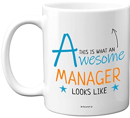 Stuff4 This is What an Awesome Manager Looks Like - Taza de cerámica de 325 ml, apta para lavavajillas, regalo para gerente, taza de mejor jefe del mundo, manager