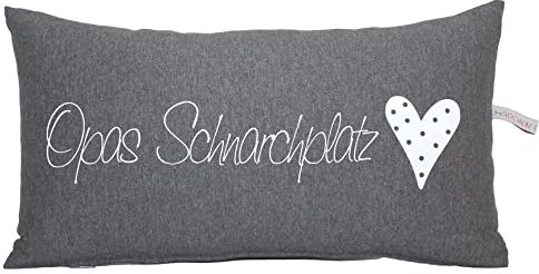 Mädchen sucht Kleid Kissen für Opa, Opas Schnarchplatz, Nackenrolle, Geschenk für Opa, Uropa, Großvater, 20 x 40 cm (grau)