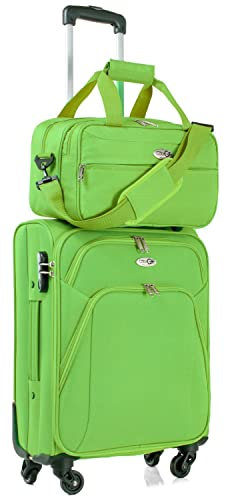 CABIN 5550 Set da 2 Valigie Trolley Leggero con Bagaglio a mano Borsone Piccolo Cabin Size – Trolley morbido con ruote girevoli 55x40x20 e Bagaglio a Mano 40x25x20