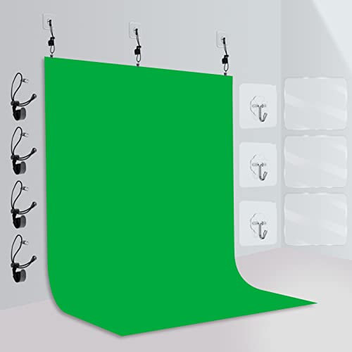 EMART Greenscreen Hintergrund 2,6x3m, Green Screen Stoff Background Polyester Fotostudio Hintergrund Grün Fotowand mit Klammer für Video Photo Studio, Fotografie, YouTube